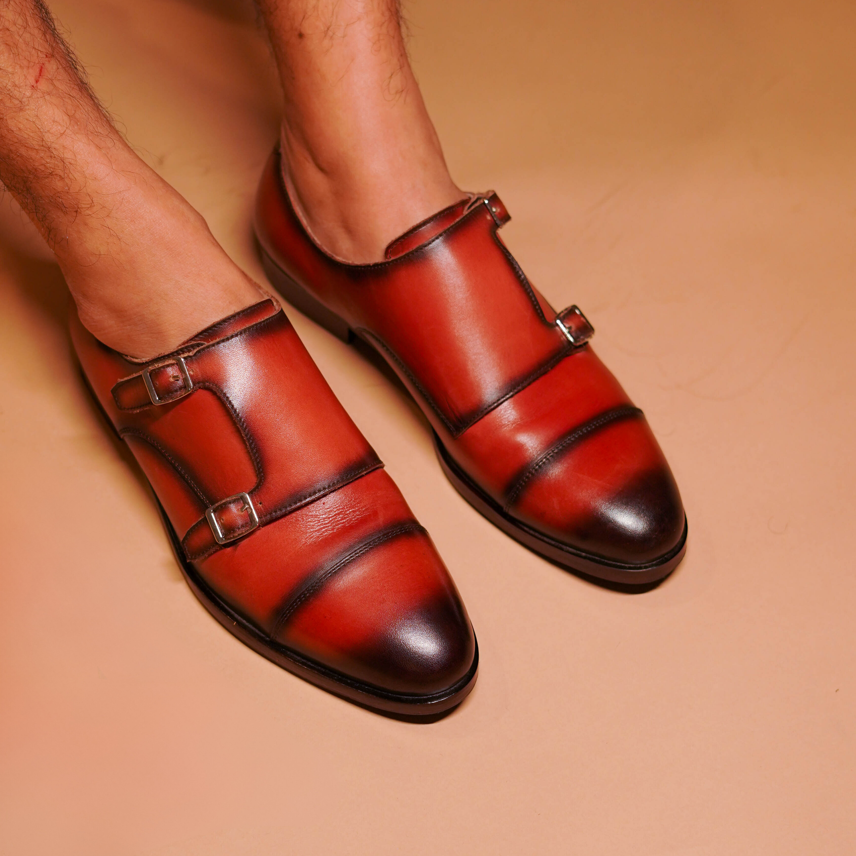 Domo Cognaco | Cognac two tone double-monk-straps